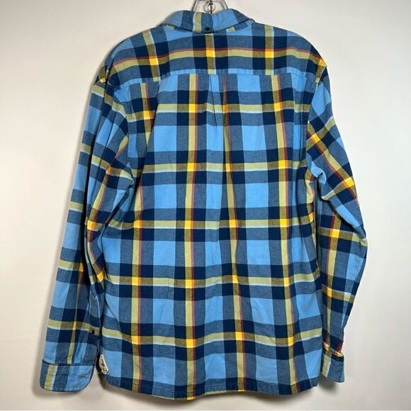 Chubbies Mens The Nutter Blue Yellow Plaid Quarter Button Up Long Sleeve Shirt M - Picture 5 of 6